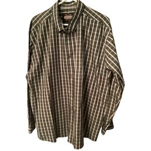 Guide Gear Mens 2XL Plaid Button Down Shirt Green White Long Sleeve 100% Cotton